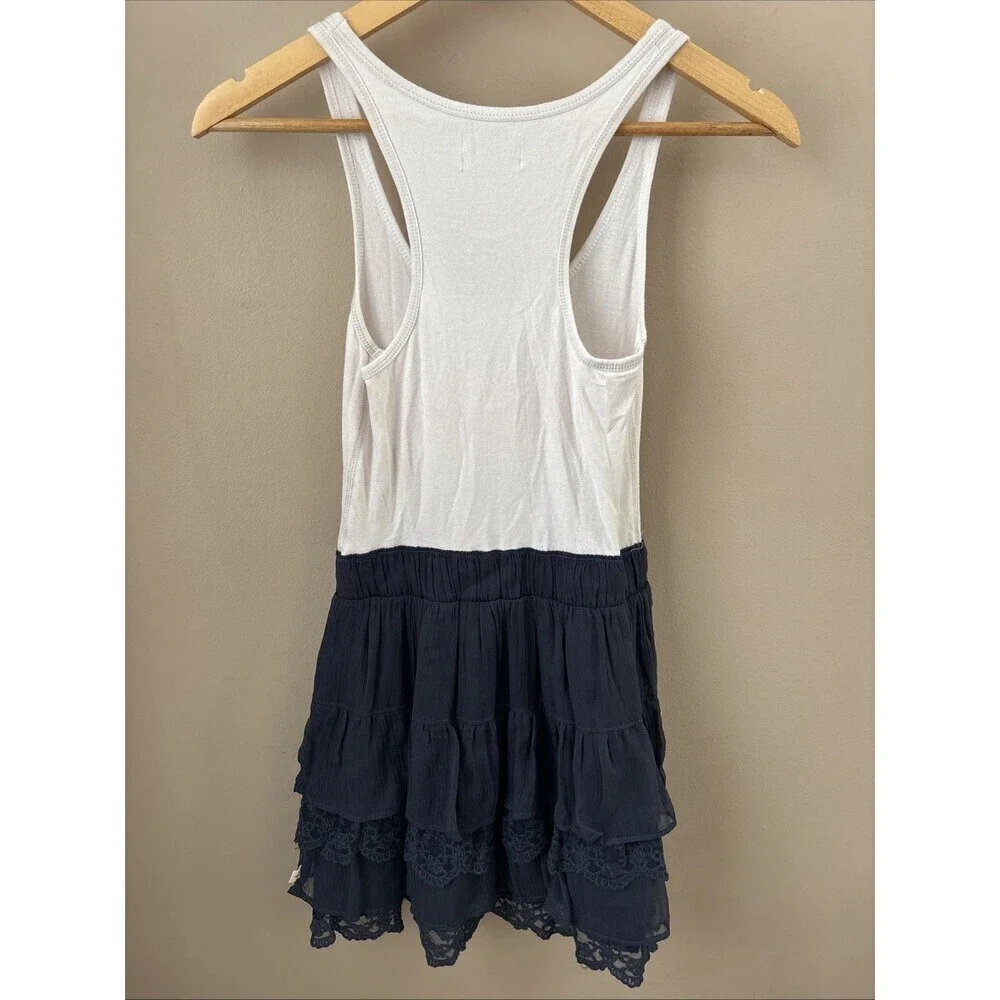 Hollister Women’s S Social Stretch Tank Dress Navy Tiered Lace Y2K - Picture 6 of 6